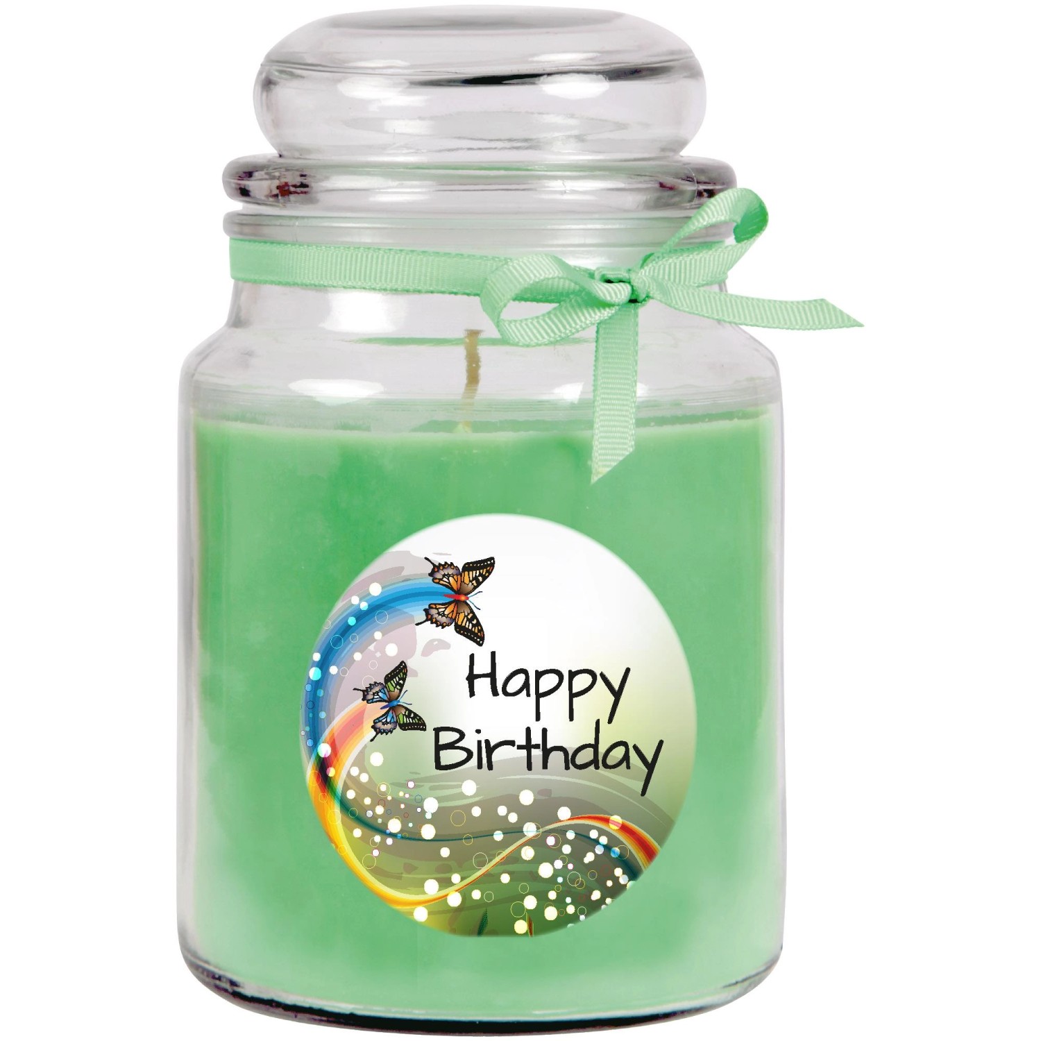 HS Candle Duftkerze & Glas Happy Birthday Bonbon Coconut Schmetterling Lime günstig online kaufen