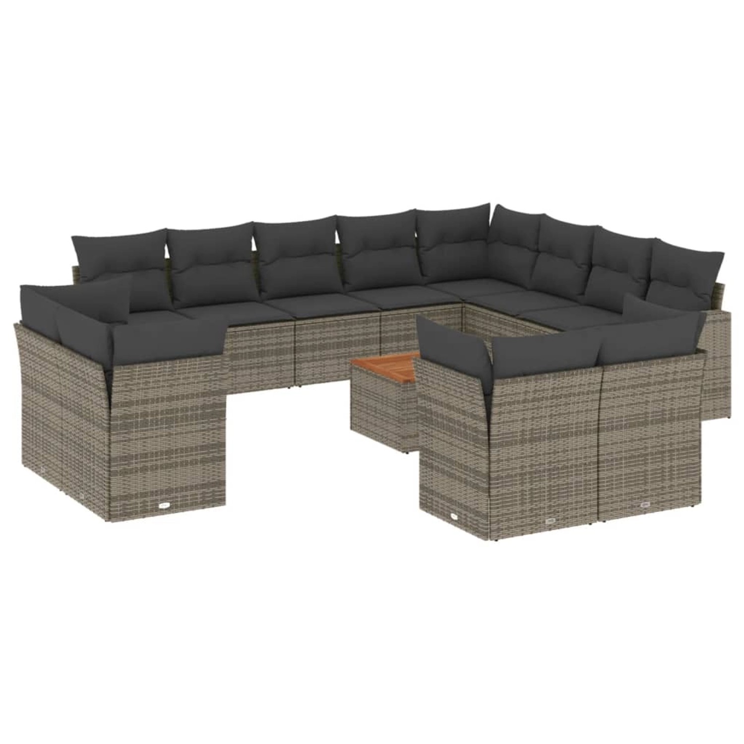 vidaXL 13-Tlg Garten-Sofagarnitur mit Kissen Grau Poly Rattan 3223953 günstig online kaufen