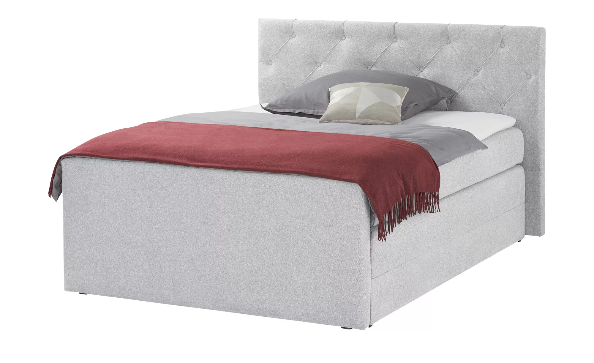 Boxspringbett  Huntingdonshire ¦ grau ¦ Maße (cm): B: 200 H: 120 T: 220 Bet günstig online kaufen