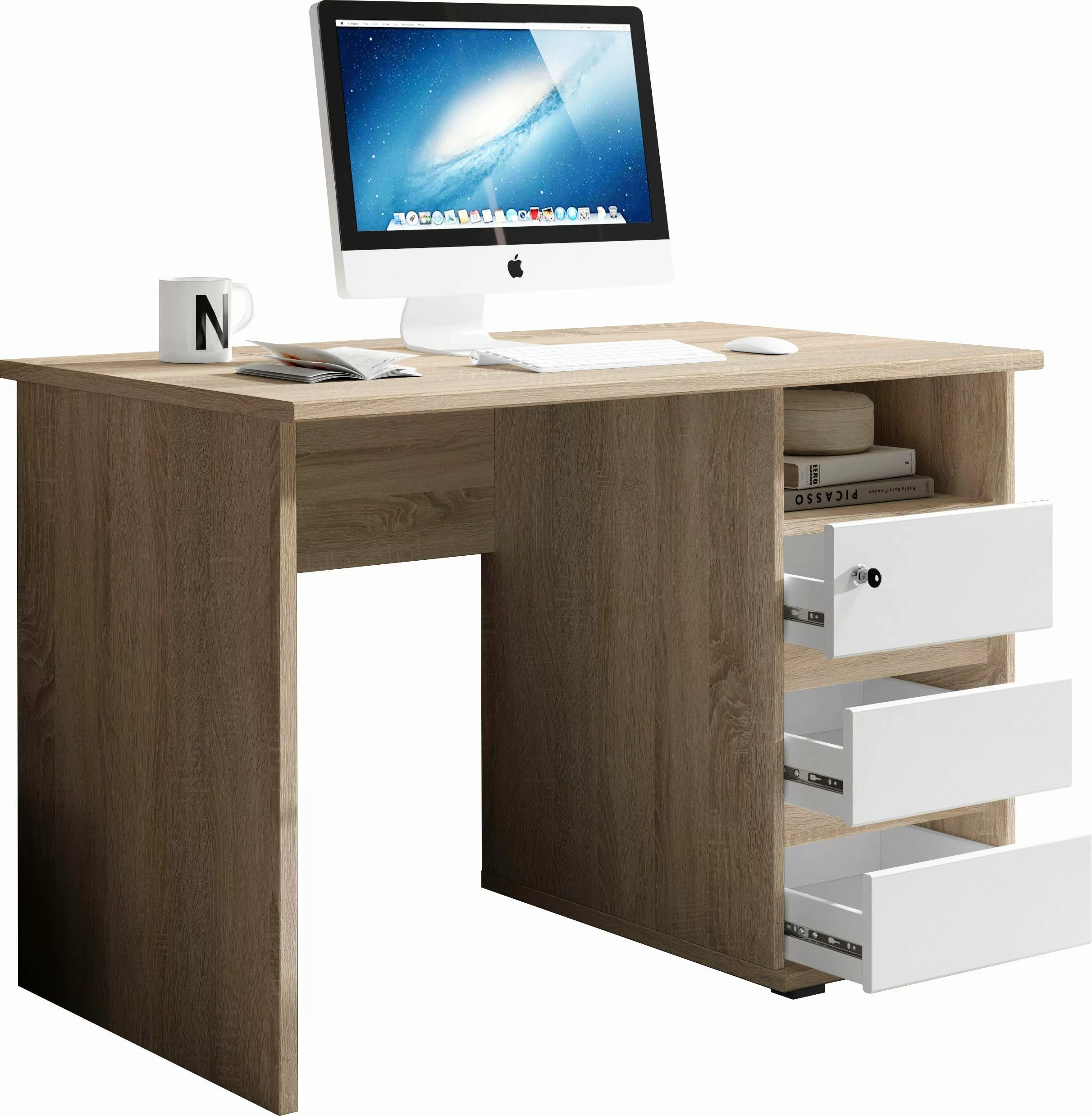 BEGA OFFICE Schreibtisch "Primus 1", mit Schubkasten abschließbar in 3 Farb günstig online kaufen