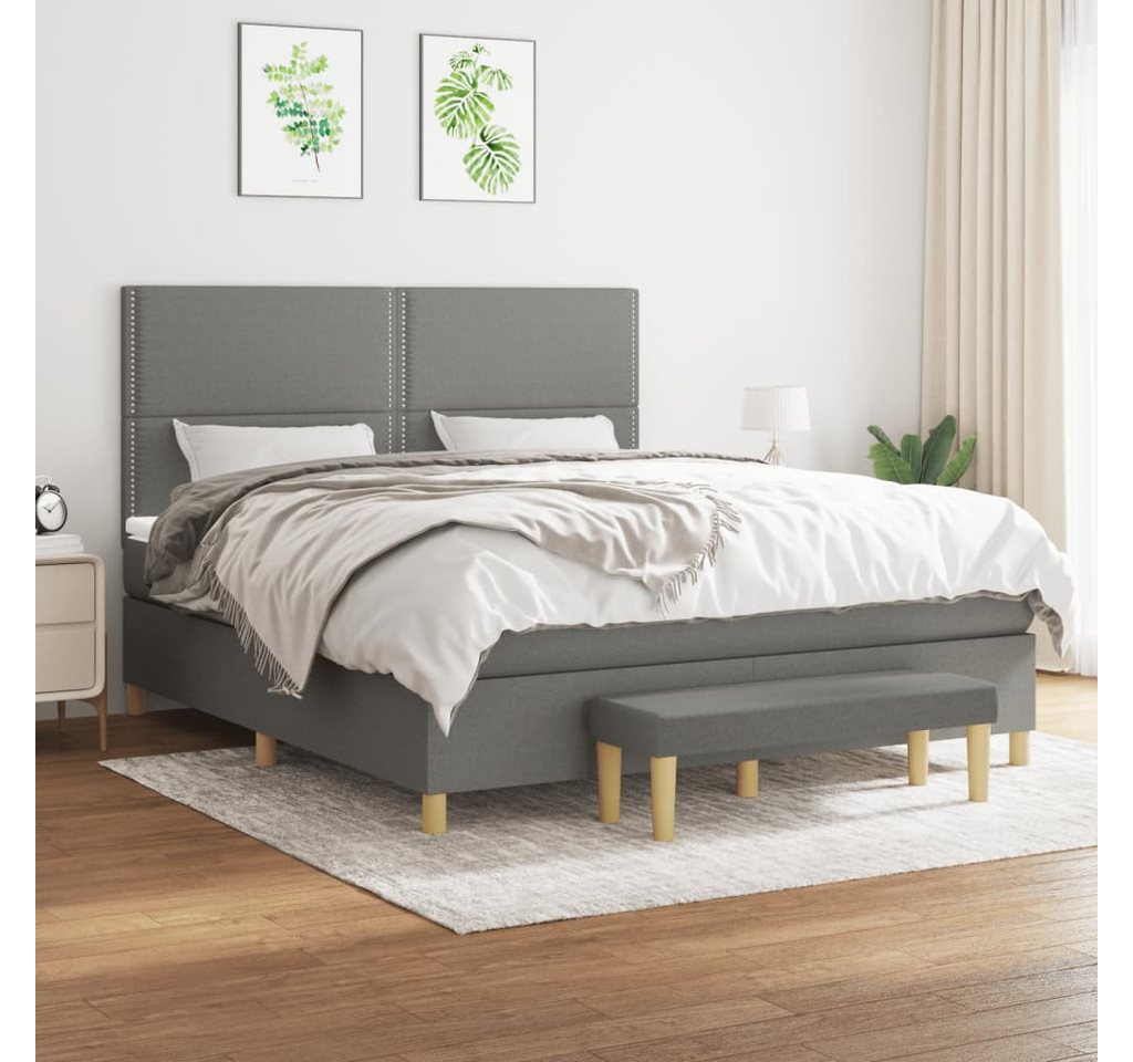 vidaXL Boxspringbett Boxspringbett mit Matratze Dunkelgrau 160x200 cm Stoff günstig online kaufen