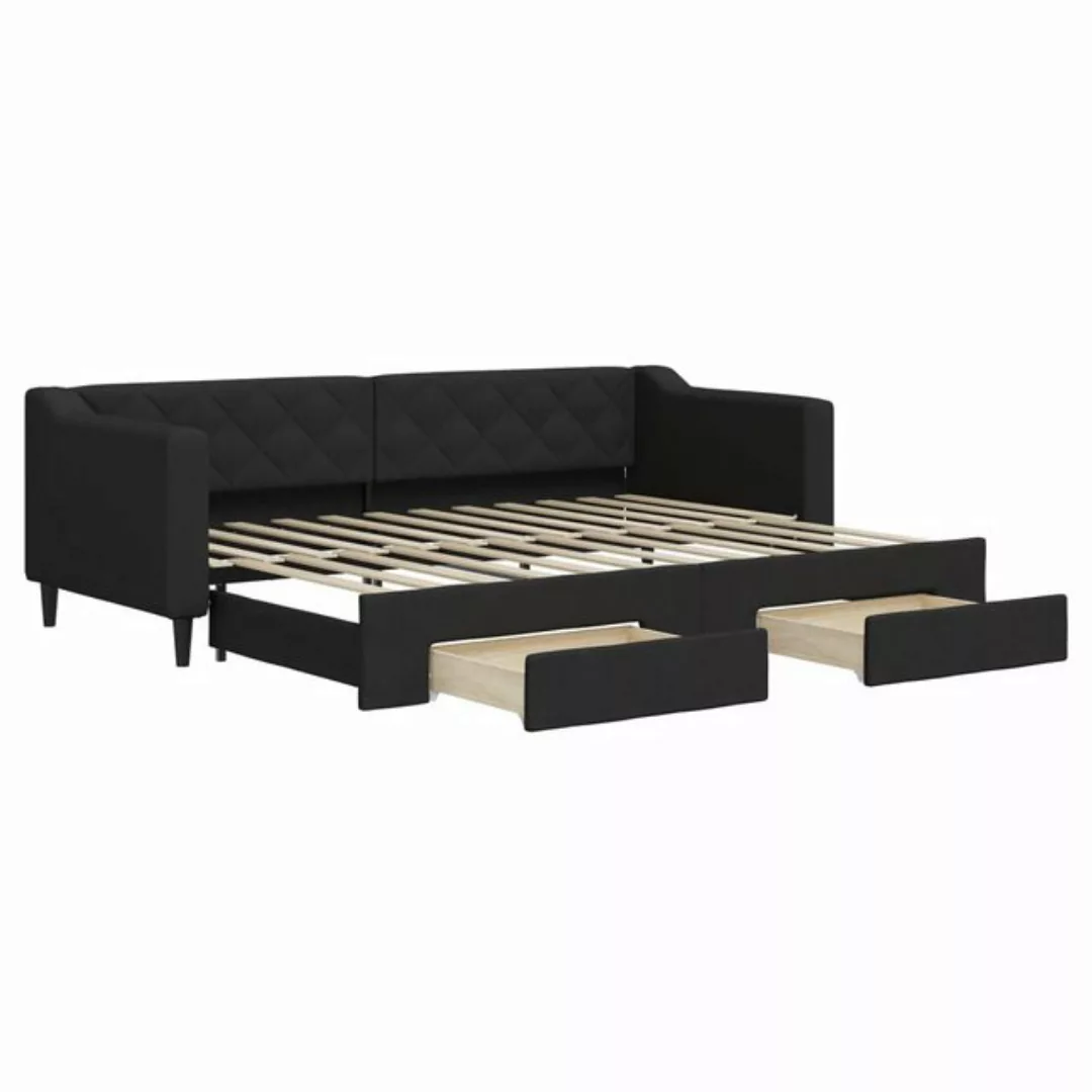 vidaXL Gästebett Gästebett Tagesbett Ausziehbar mit Schubladen Schwarz 80x2 günstig online kaufen