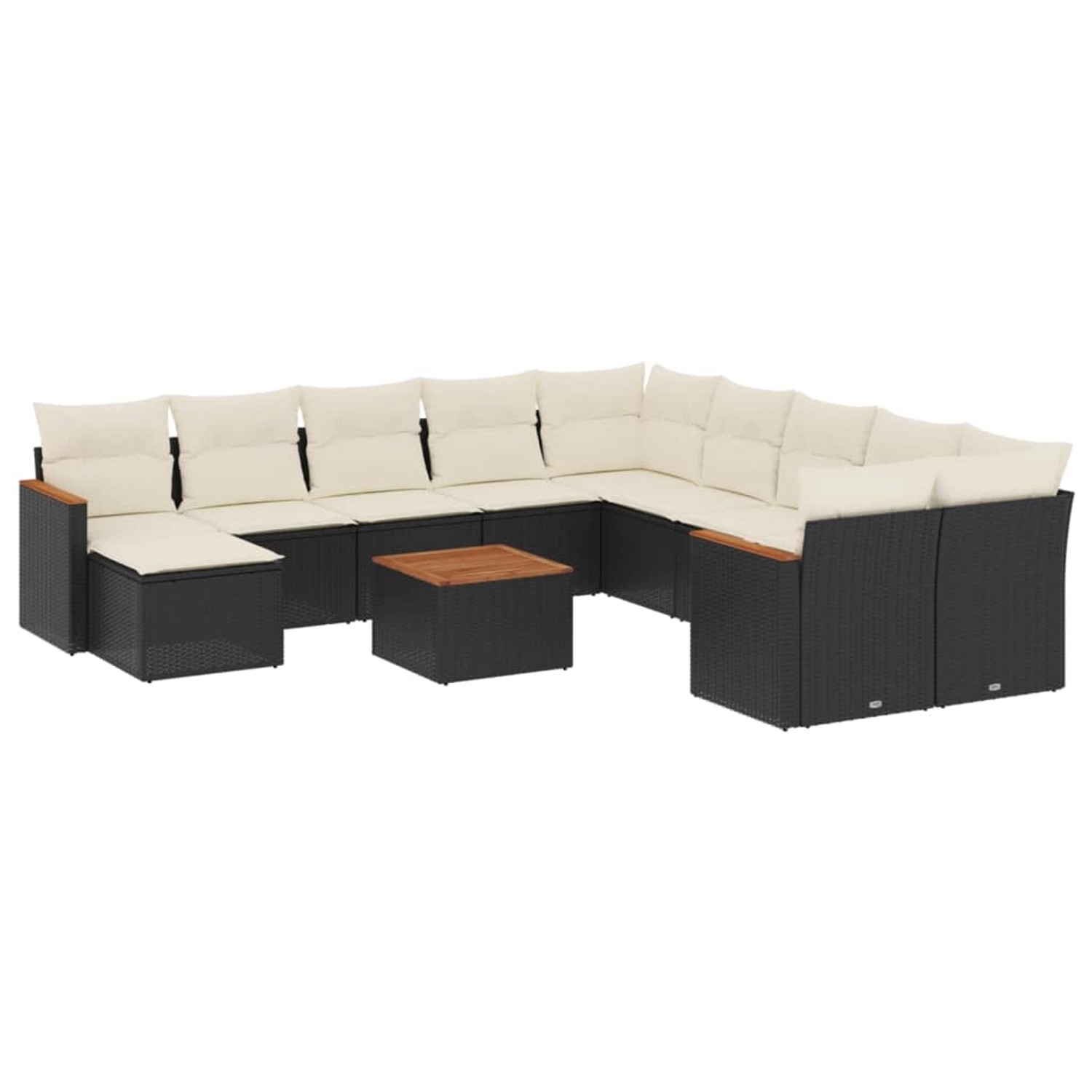 vidaXL 12-Tlg Garten-Sofagarnitur mit Kissen Schwarz Poly Rattan 3258976 günstig online kaufen