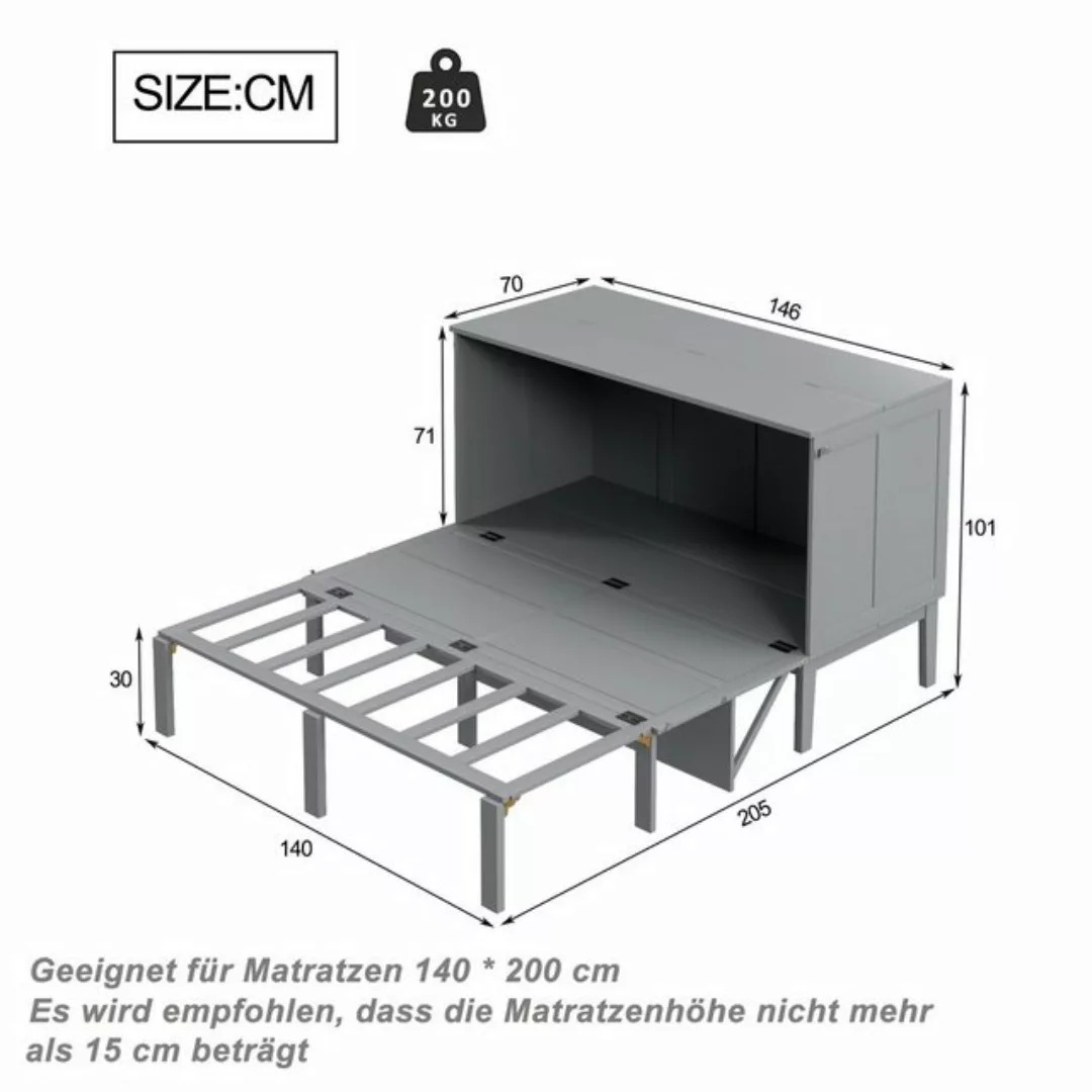 Flieks Schrankbett Holzbett Doppelbett Klappbett 140x200cm günstig online kaufen