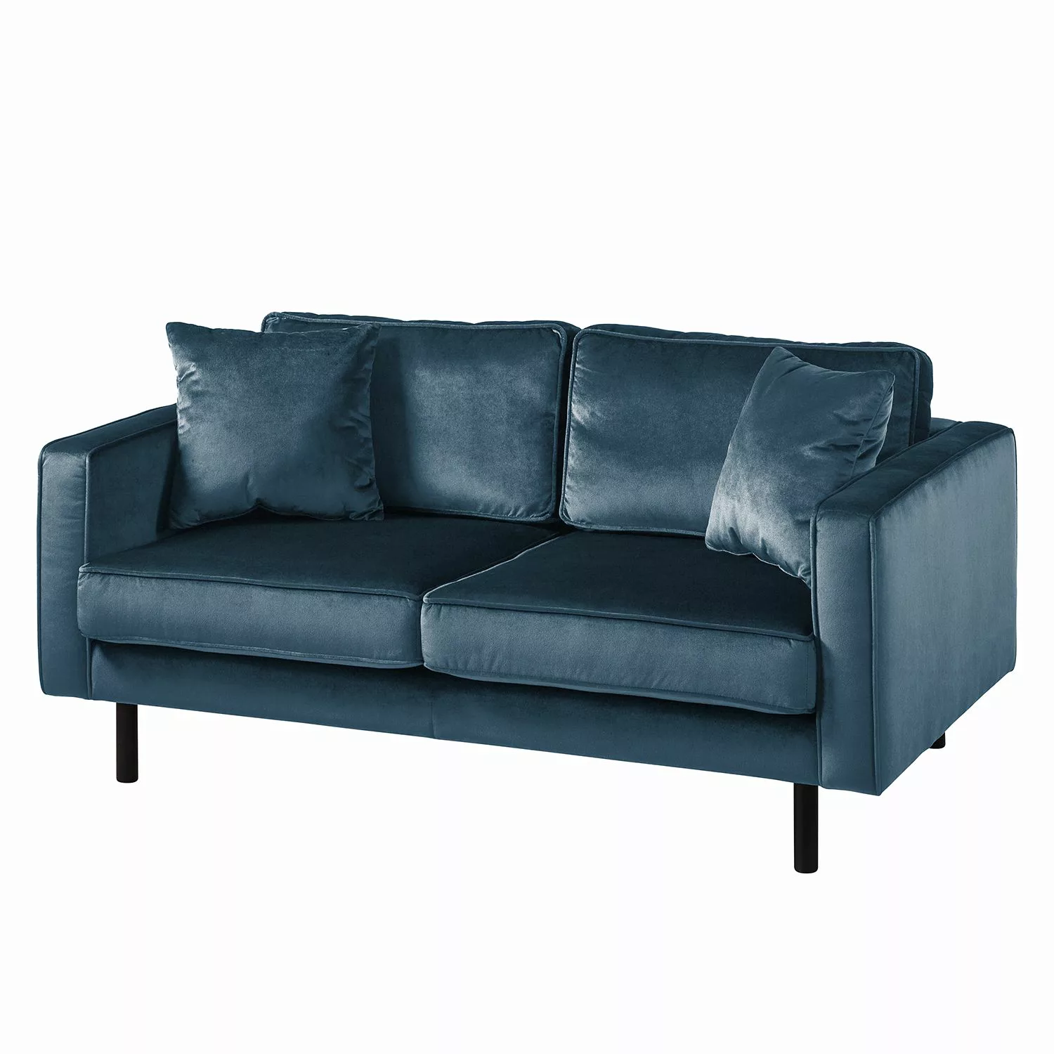 home24 Eva Padberg Collection Sofa Edina 2-Sitzer Dunkelblau Samt 167x81x96 günstig online kaufen