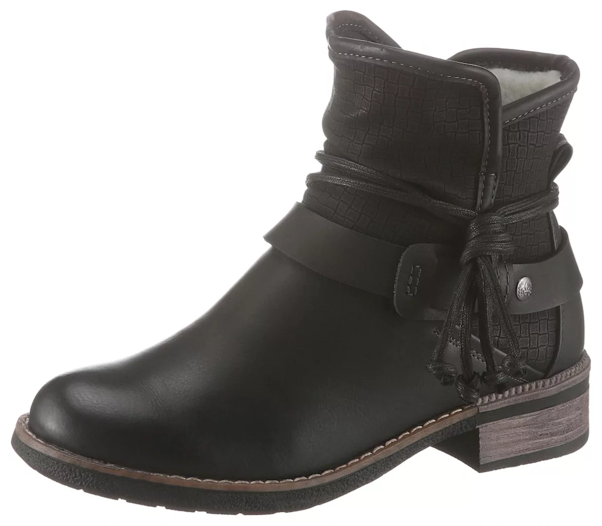 Rieker Winterboots, Winterstiefelette, Blockabsatz, Warmfutter, mit Zierbän günstig online kaufen