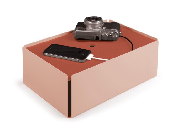 Kabelbox CHARGE-BOX beigerot Leder kupfer günstig online kaufen