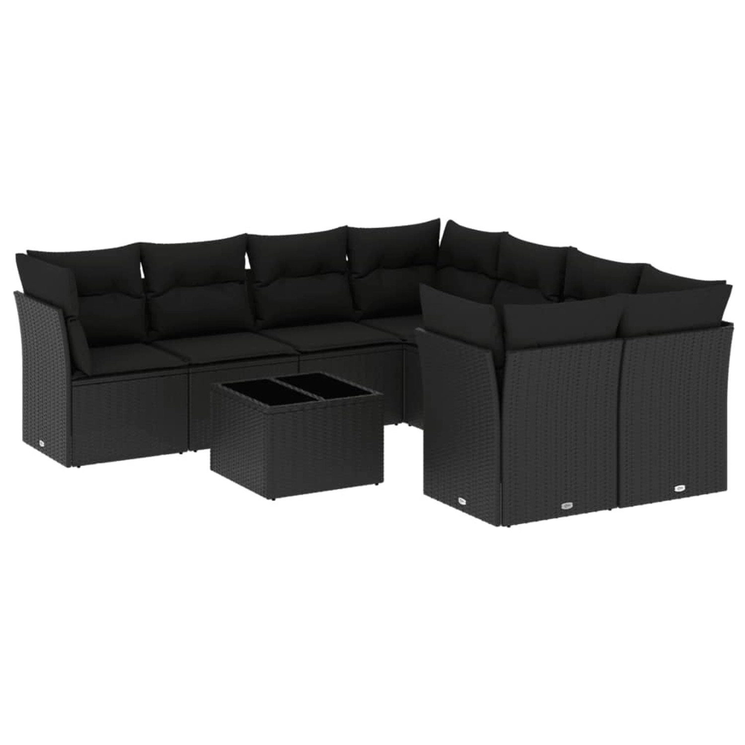 vidaXL 9-tlg Garten-Sofagarnitur mit Kissen Schwarz Poly Rattan Modell 17 günstig online kaufen