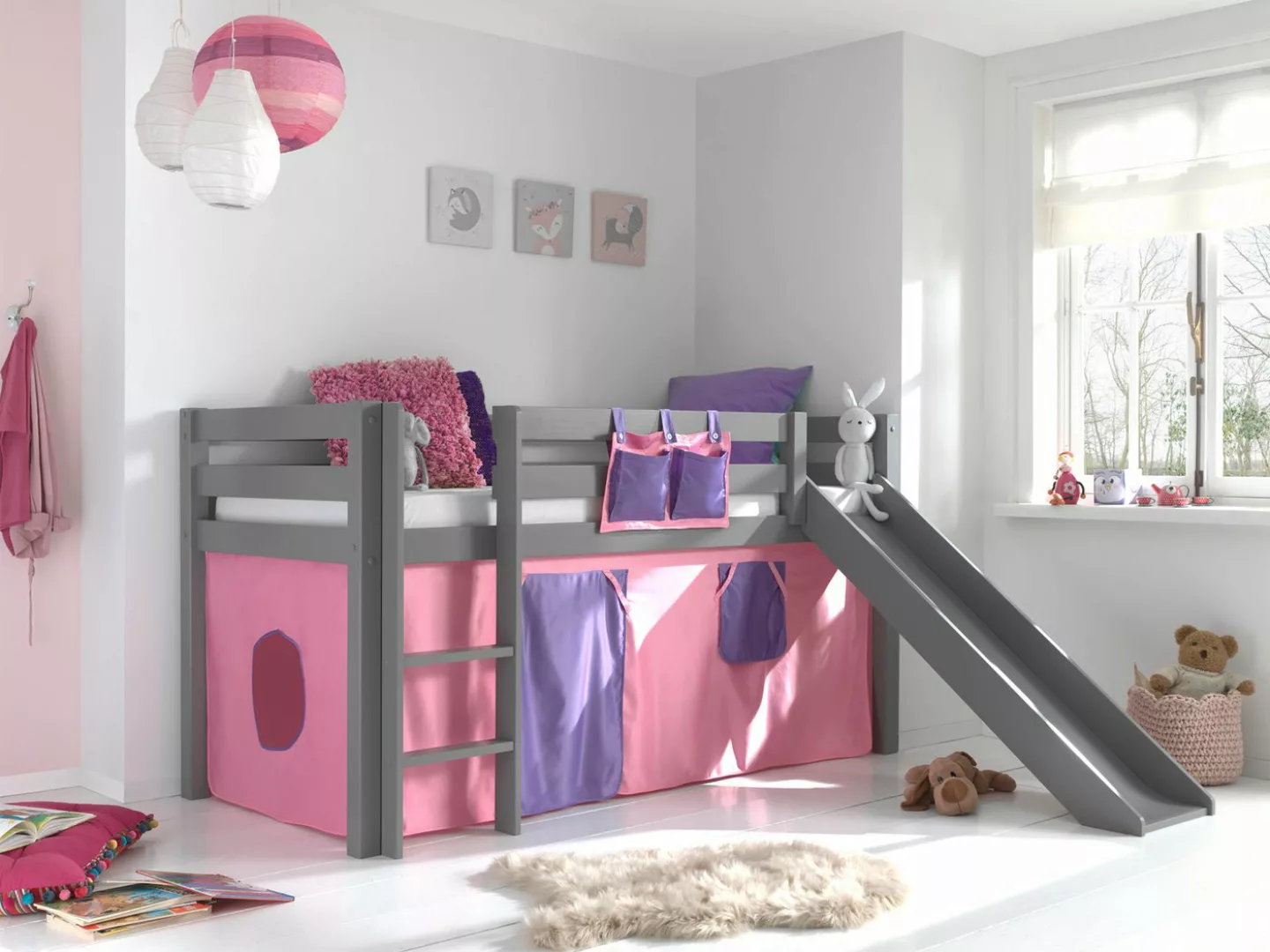 Vipack Spielbett "Vipack Pino", (Made in Europe), Hochbett mit Textil-Set, günstig online kaufen