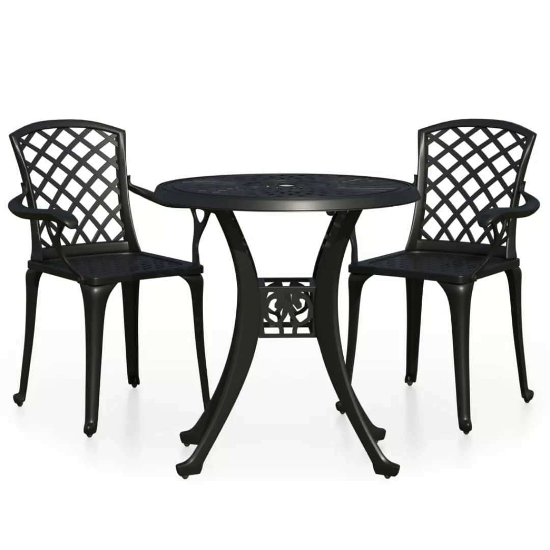 3-tlg. Bistro-set Aluminiumguss Schwarz günstig online kaufen