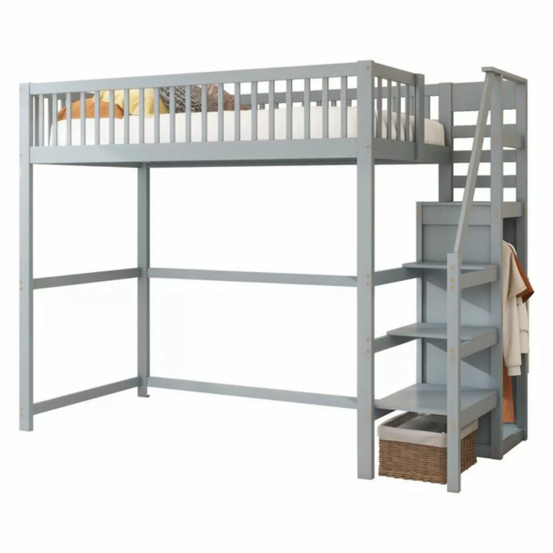 HAUSS SPOLE Kinderbett 90x200 Hochbett mit Treppe, Aufbewahrungsregal und K günstig online kaufen