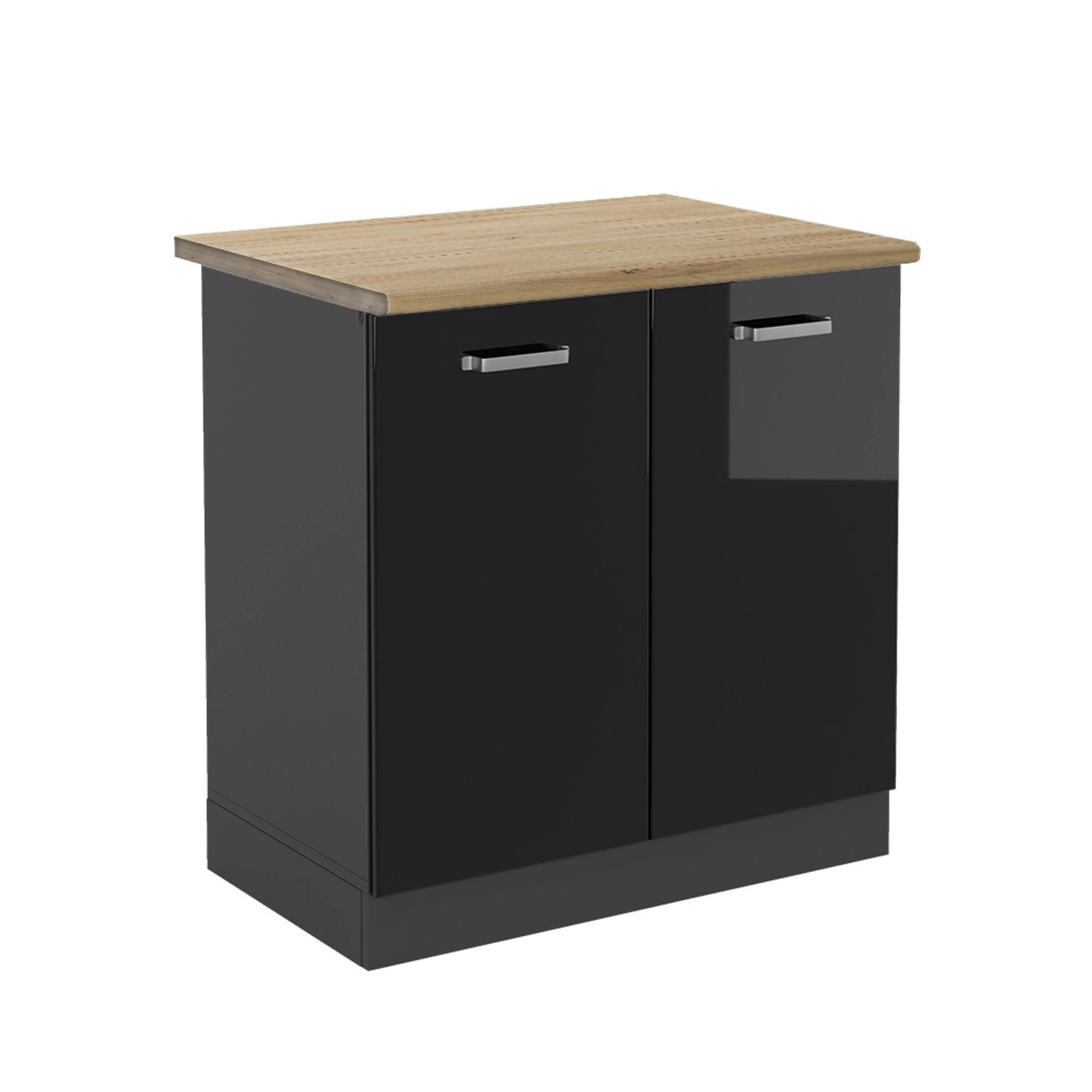 Vicco Spülenunterschrank R-Line, Schwarz Hochglanz/Anthrazit, 80 günstig online kaufen