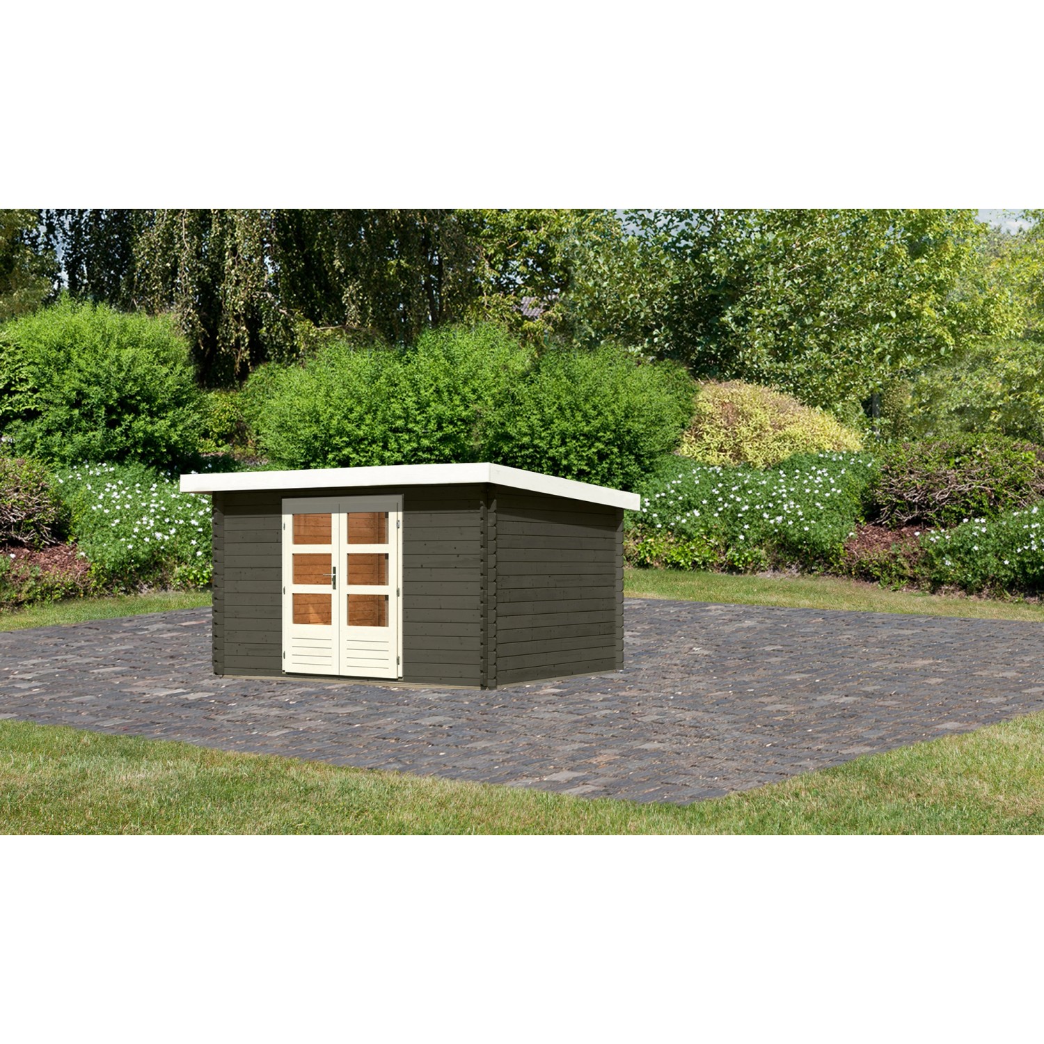 Karibu Gartenhaus Ängelholm 7 Terragrau 357 cm x 297 cm günstig online kaufen