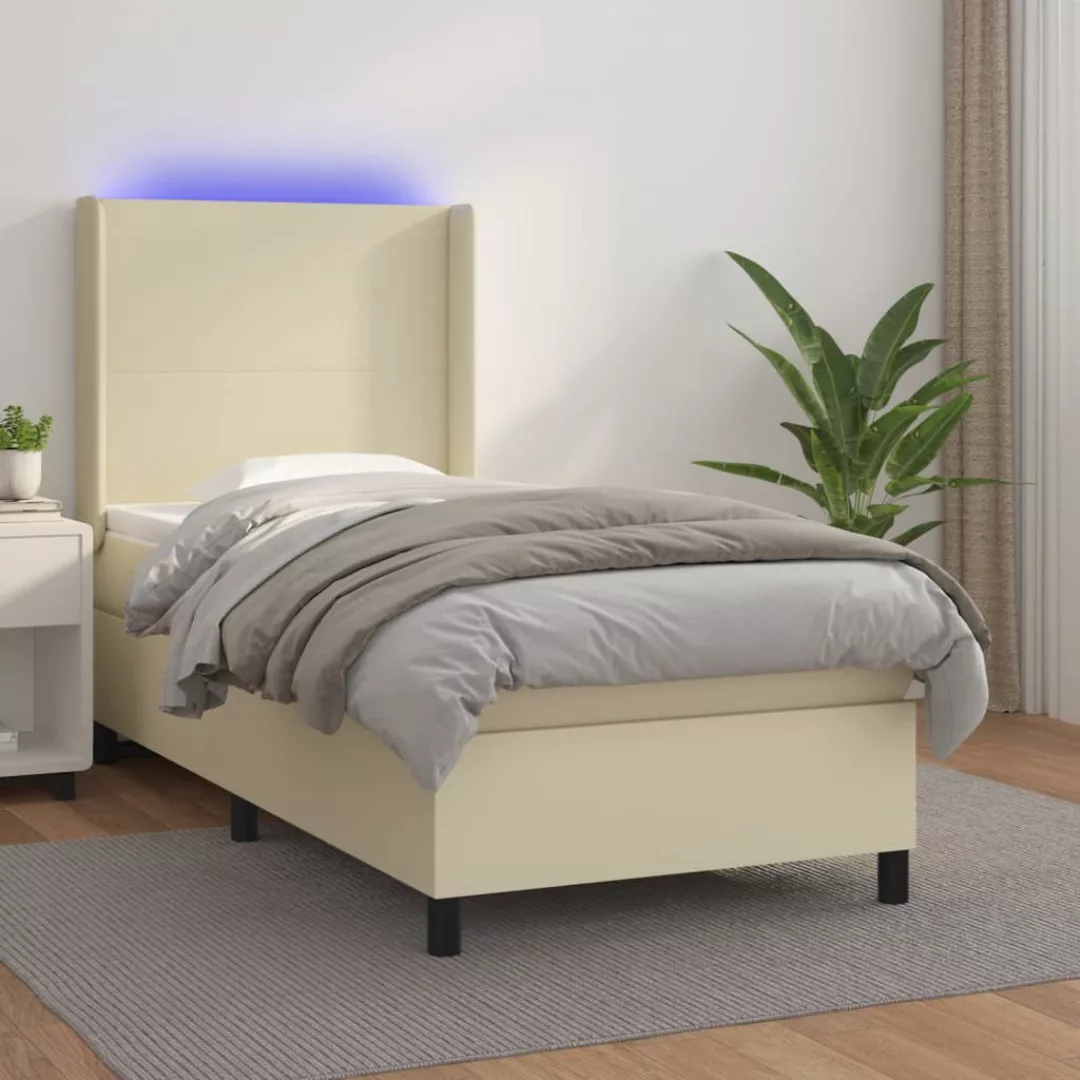 Vidaxl Boxspringbett Mit Matratze & Led Creme 100x200 Cm Kunstleder günstig online kaufen