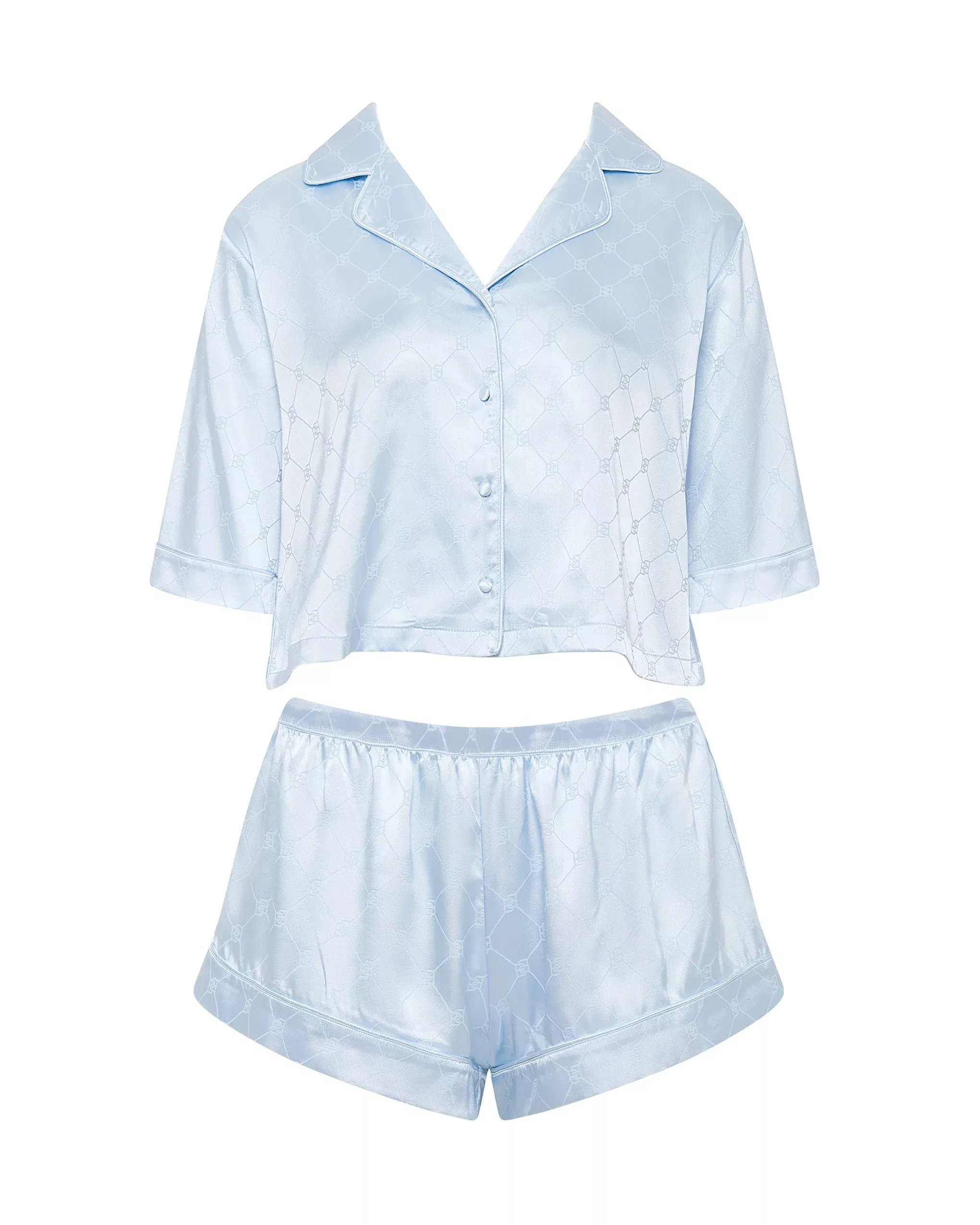 Bluebella Helene Kurzes Luxus-Pyjama-Set aus Satin Eiswasserblau günstig online kaufen