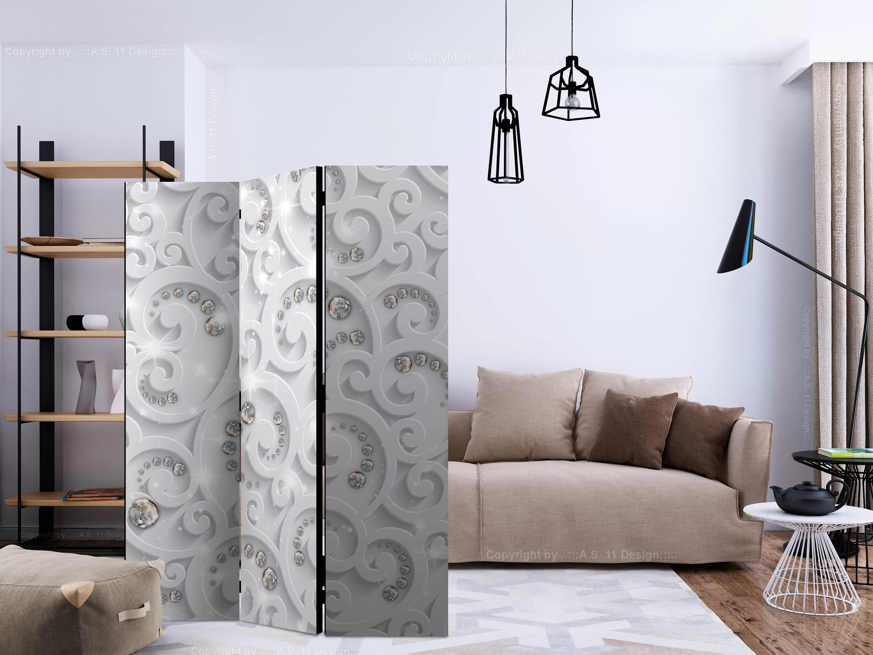 3-teiliges Paravent - Abstract Glamor [room Dividers] günstig online kaufen