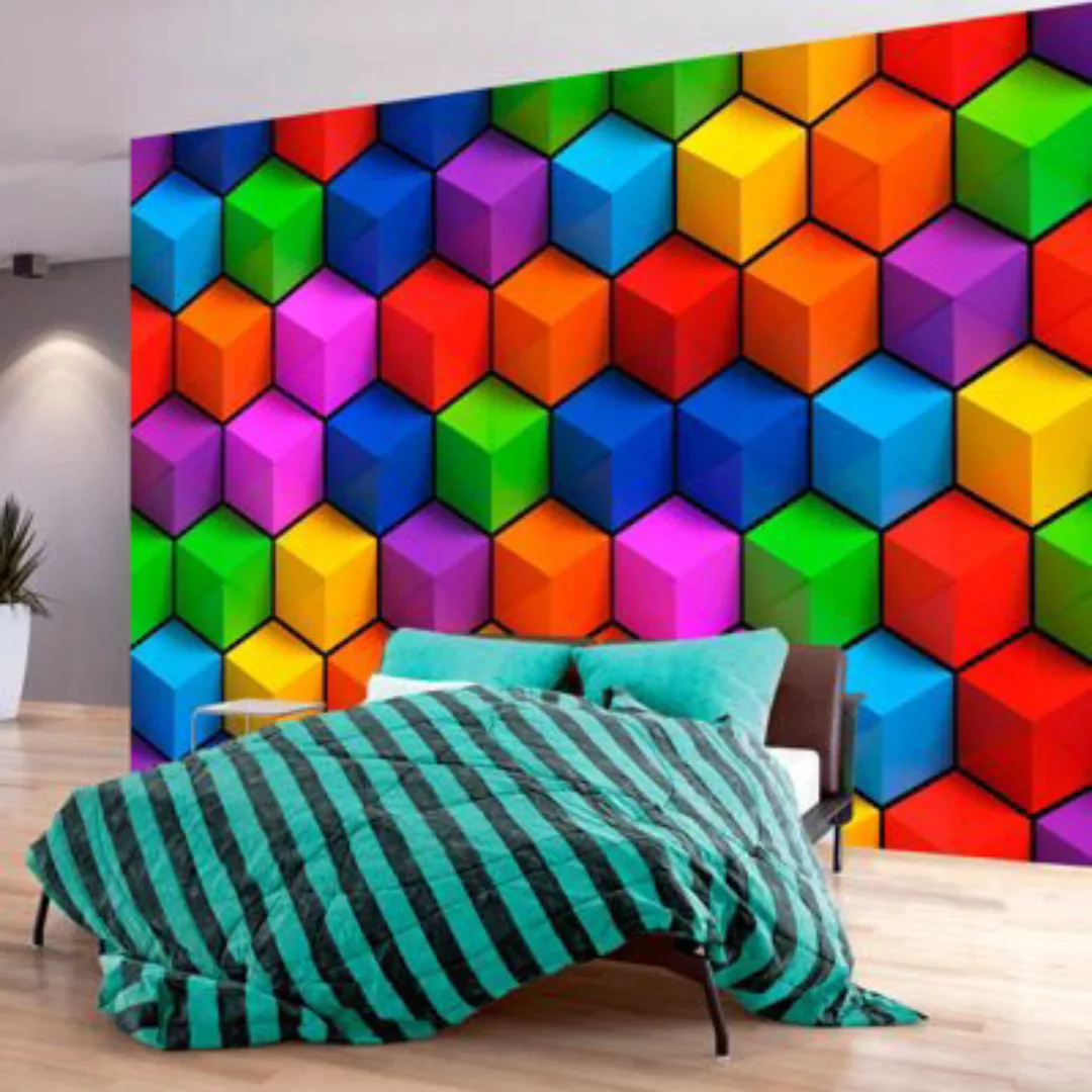 artgeist Fototapete Colorful Geometric Boxes mehrfarbig Gr. 300 x 210 günstig online kaufen