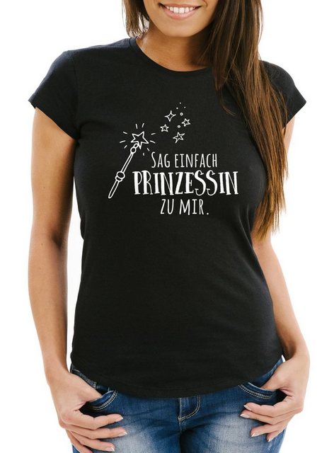 MoonWorks Print-Shirt Damen T-Shirt Sag einfach Prinzessin zu mir Slim Fit günstig online kaufen