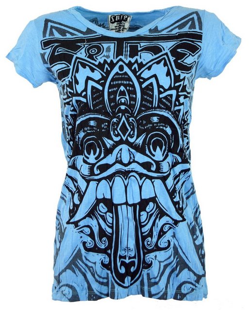 Guru-Shop T-Shirt Sure T-Shirt Bali Dragon - hellblau Festival, Goa Style, günstig online kaufen