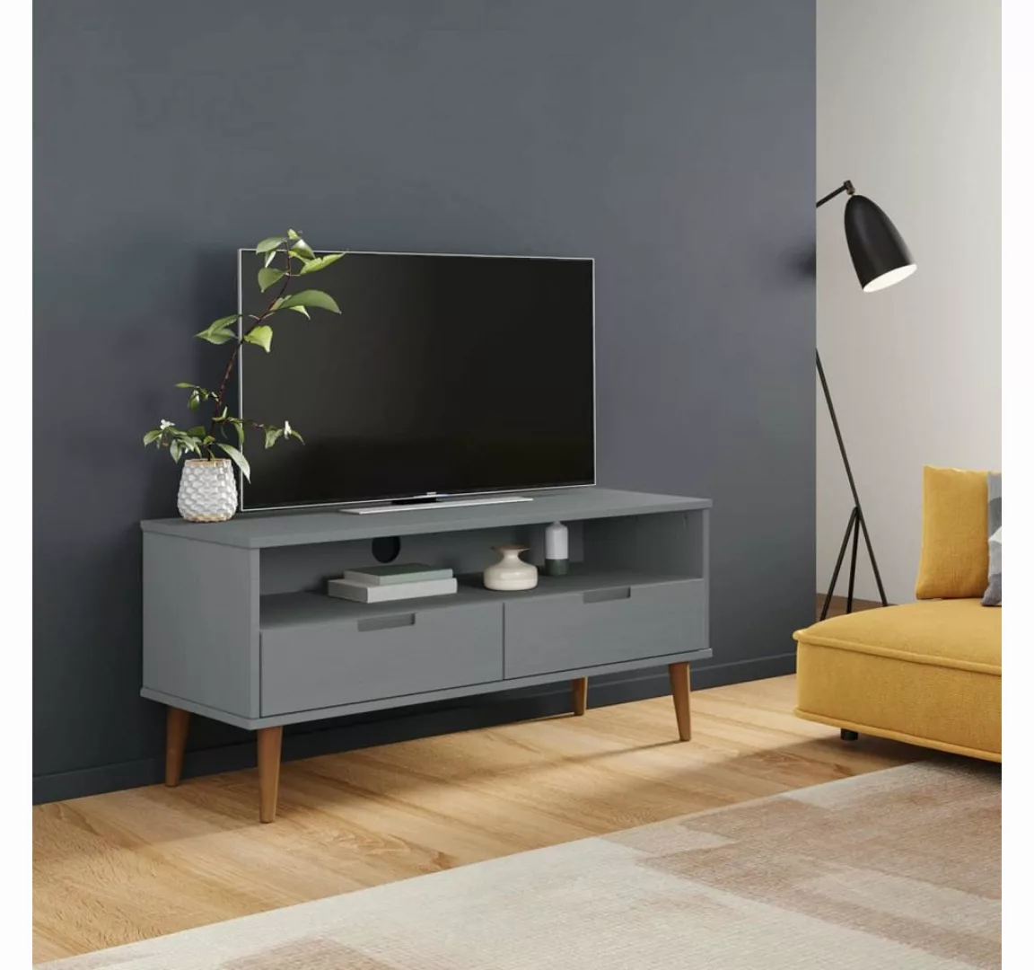 vidaXL TV-Schrank TV-Schrank Grau 106x40x49 cm Massivholz Kiefer TV-Lowboar günstig online kaufen