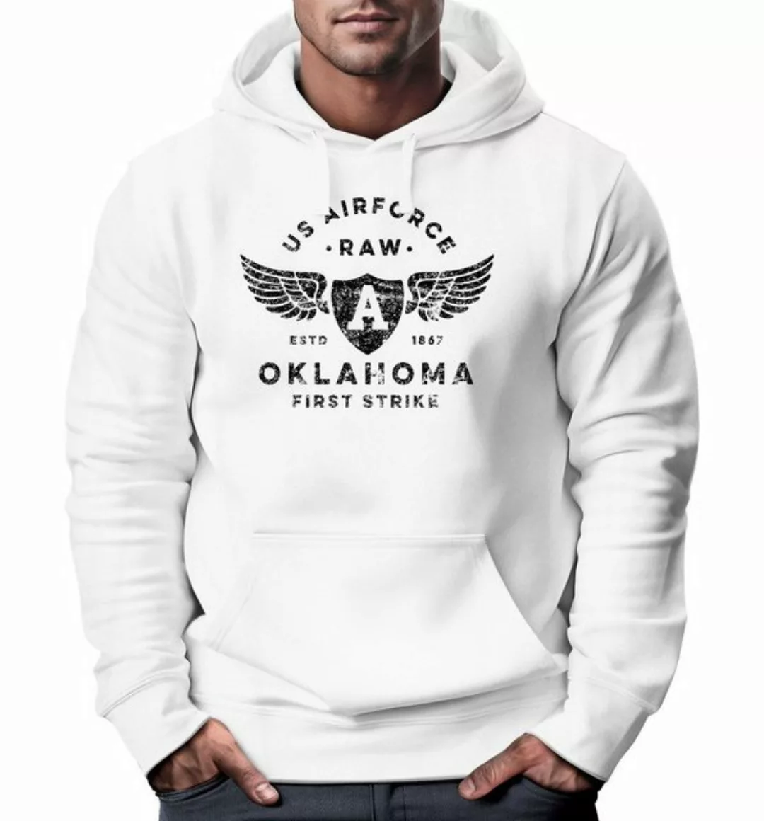 Neverless Hoodie Hoodie Herren Print US Airforce Oklahoma Aviator Kapuzen-P günstig online kaufen