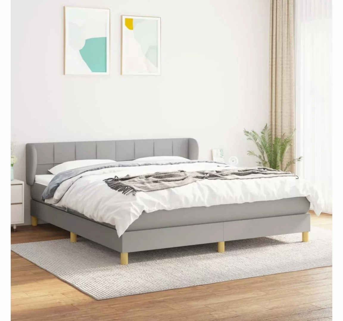 furnicato Bett Boxspringbett mit Matratze Hellgrau 180x200 cm Stoff günstig online kaufen