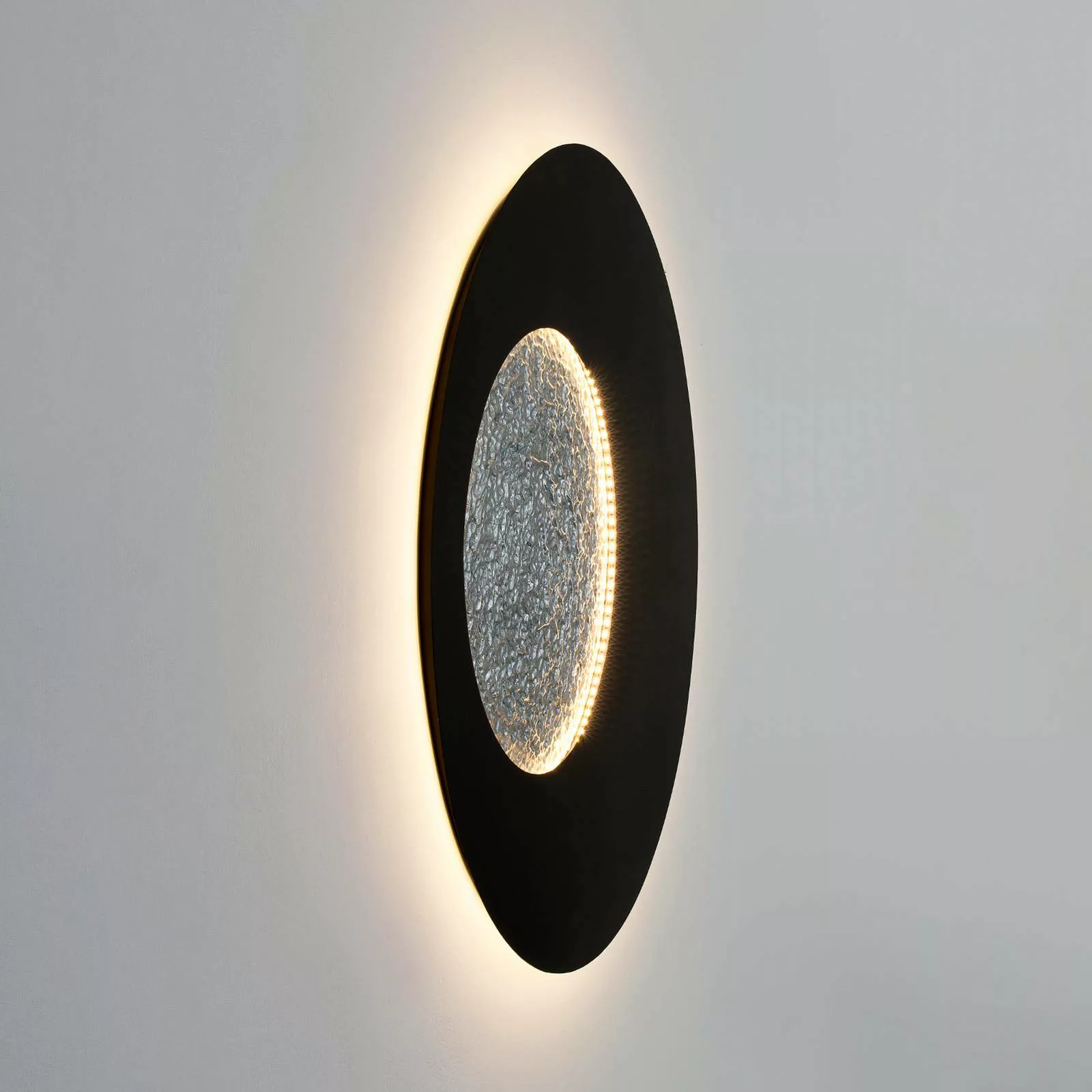 LED-Wandleuchte Luna, braun-schwarz/silber, Ø 120 cm, Eisen günstig online kaufen