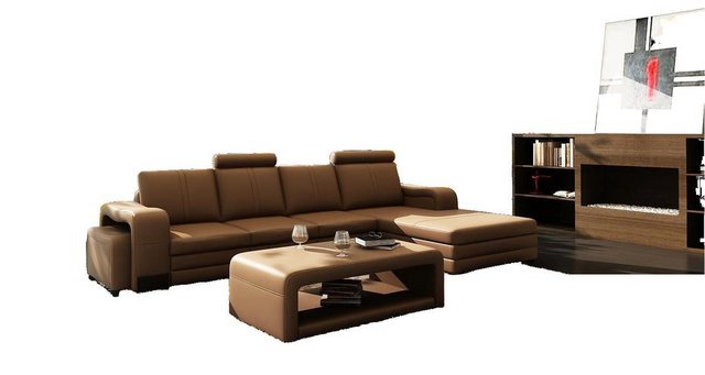 JVmoebel Sofa Braunes Ledersofa Couch Sofas XXL Ecksofa Wohnlandschaft L-Fo günstig online kaufen