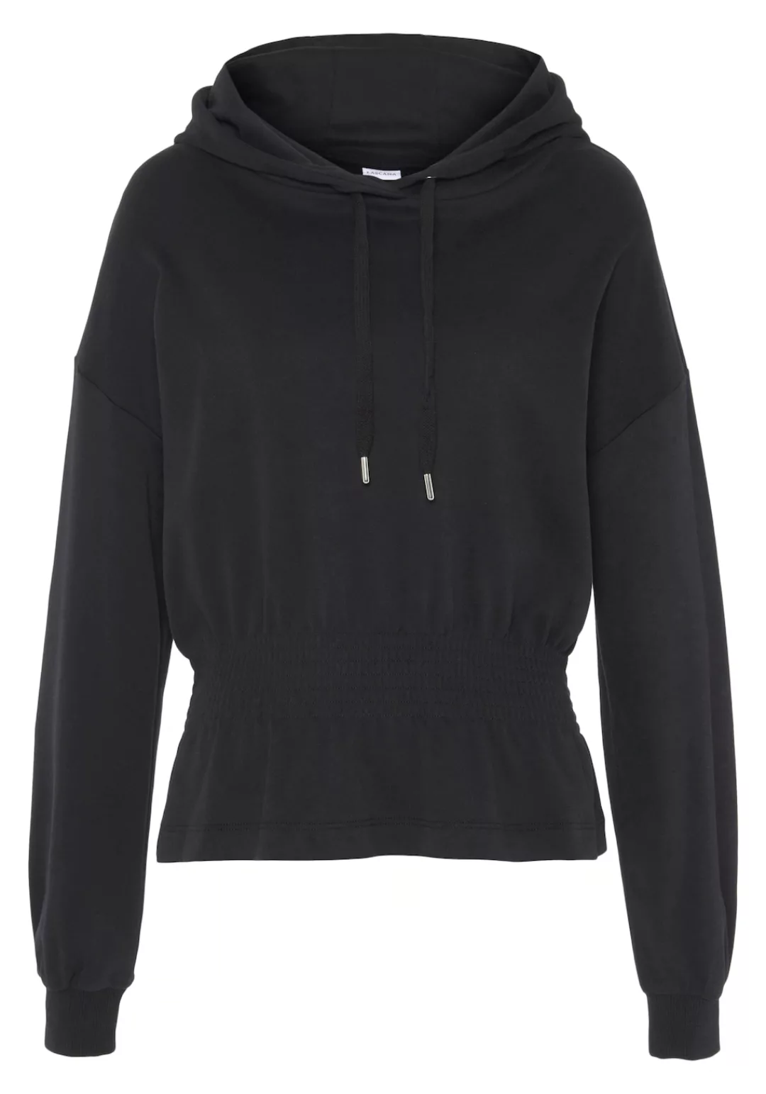 LASCANA Hoodie -Kapuzensweatshirt mit elastischer Raffung in der Taille, Lo günstig online kaufen