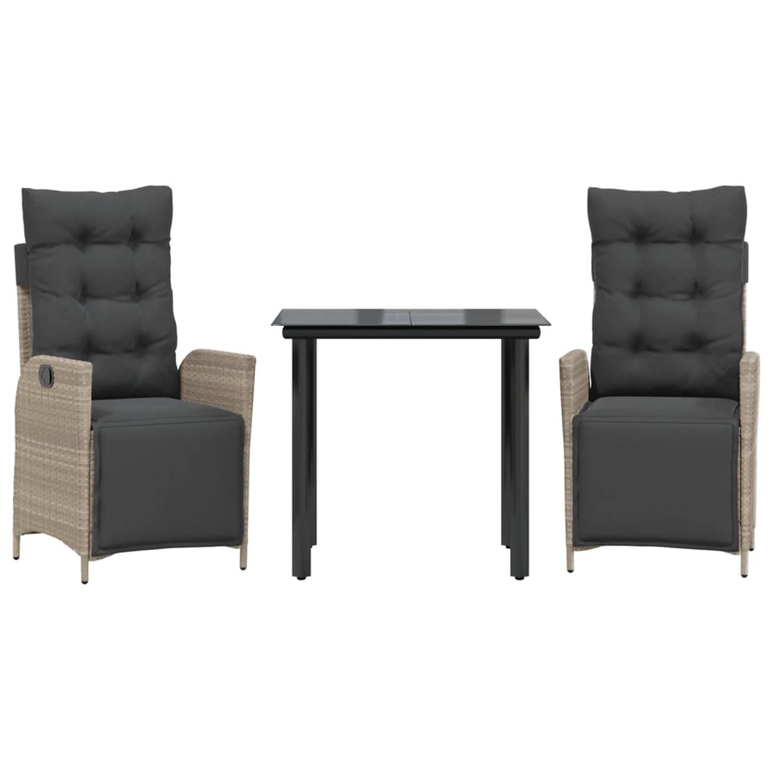 vidaXL 3-Tlg Garten-Essgruppe mit Kissen Hellgrau Poly Rattan 3213469 günstig online kaufen