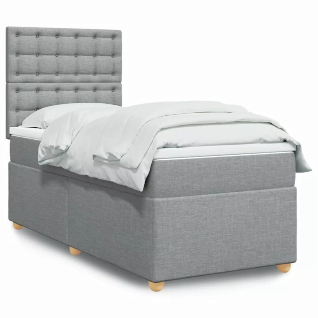 vidaXL Boxspringbett, Boxspringbett mit Matratze Hellgrau 80x200 cm Stoff günstig online kaufen