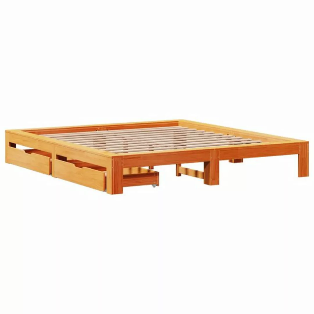 vidaXL Bett Massivholzbett ohne Matratze Wachsbraun 180x200 Kiefernholz günstig online kaufen