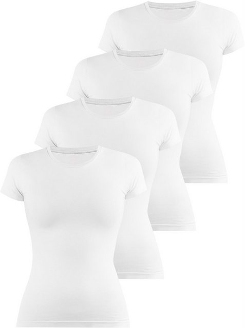 Janice Kurzarmshirt 4 x Damen T-Shirt hochgeschlossen Nice Figurbetontes Sh günstig online kaufen