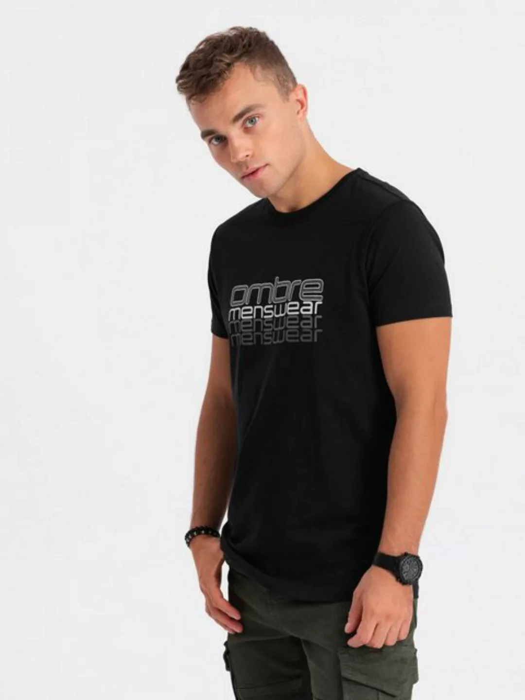 OMBRE T-Shirt Bedrucktes Herren-T-Shirt aus Baumwolle günstig online kaufen