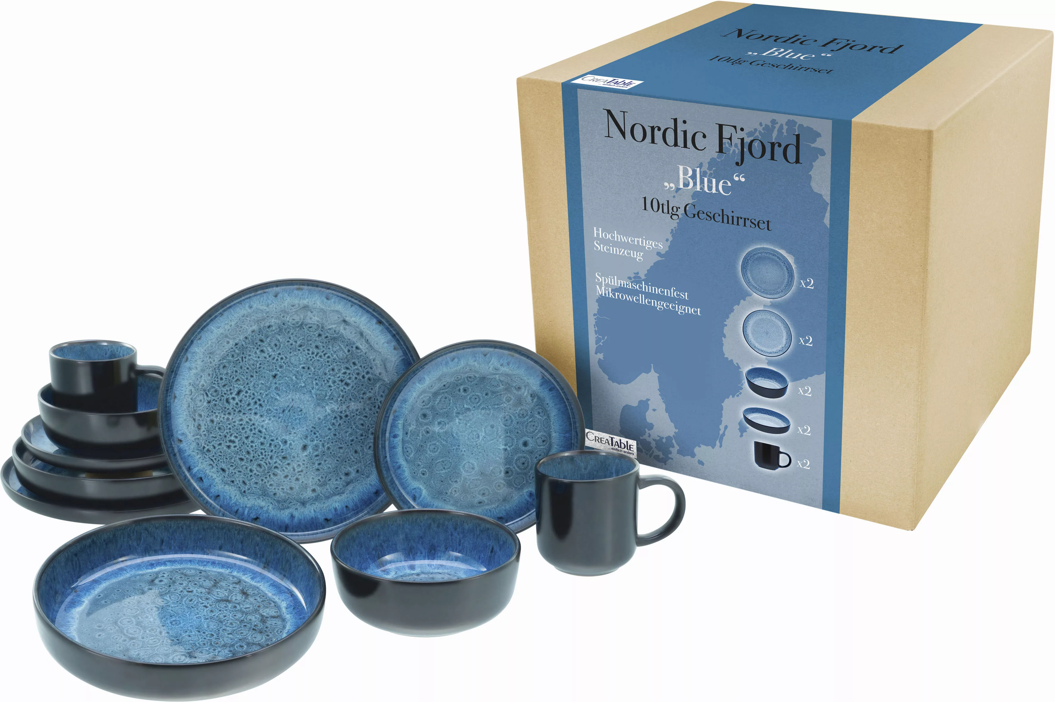 CreaTable Kombiservice »Nordic Fjord«, (Set, 10 tlg.), je 2 Speiseteller, S günstig online kaufen