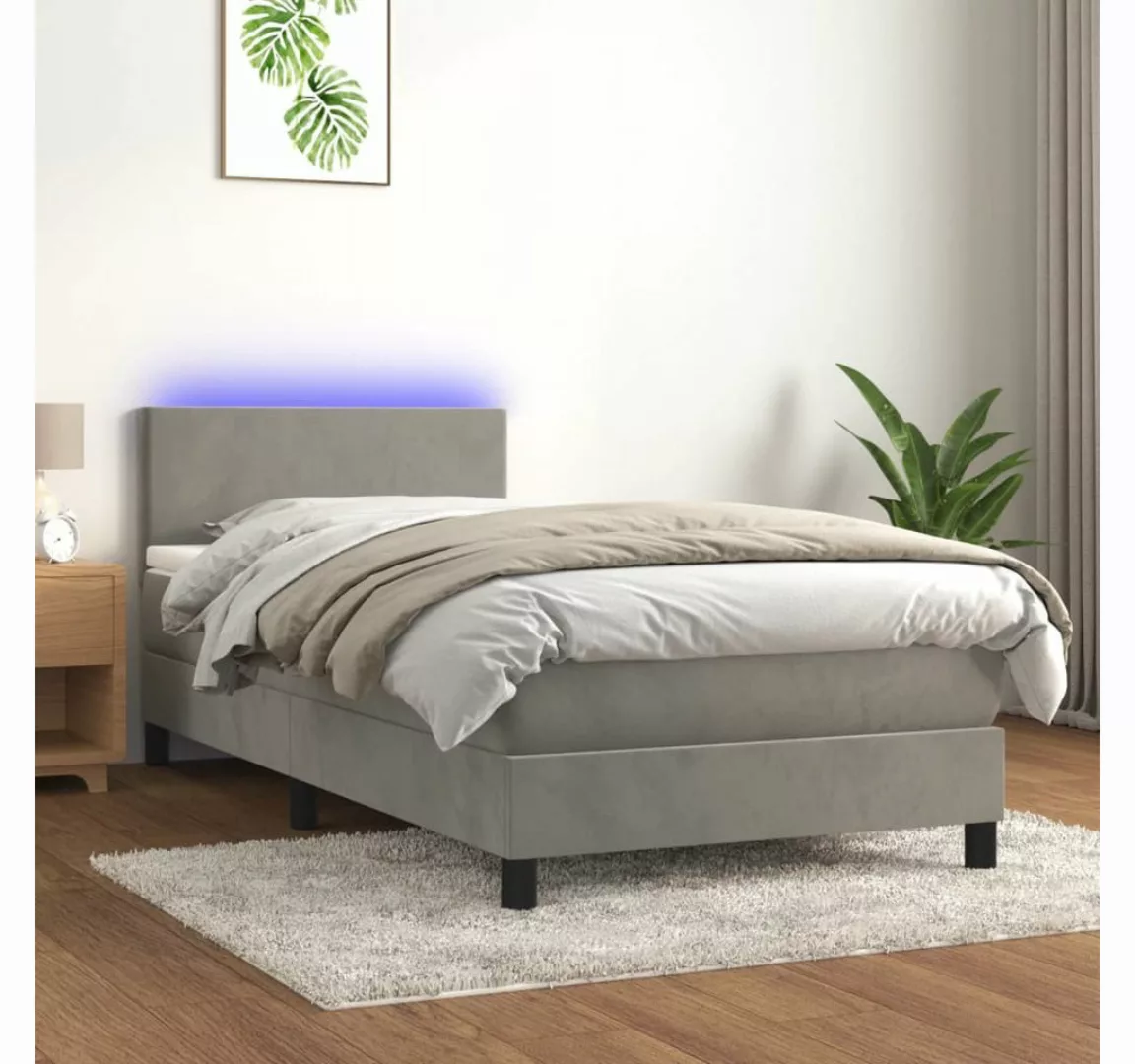 vidaXL Boxspringbett Bett Boxspringbett mit Matratze & LED Samt (90 x 190 c günstig online kaufen