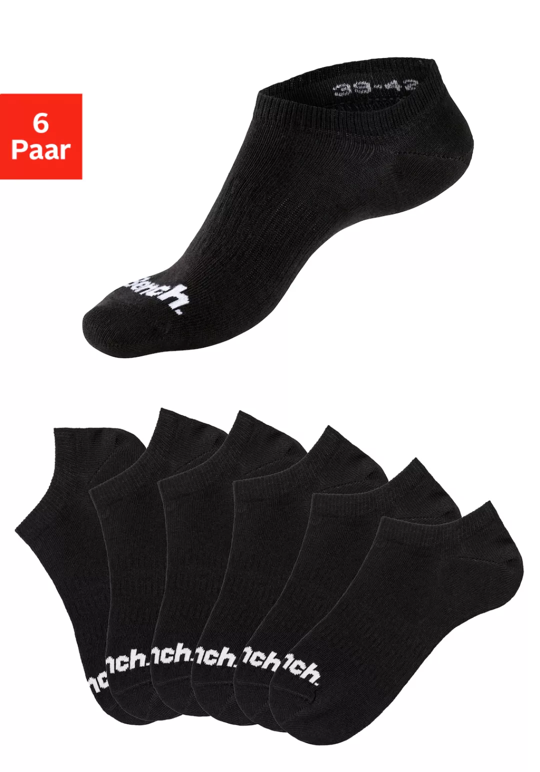 Bench. Sportsocken, (Packung, 6 Paar), Sneakersocken verschwinden im Schuh günstig online kaufen