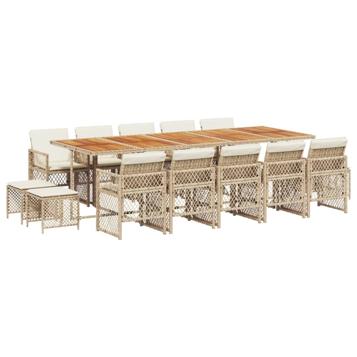 vidaXL 15-Tlg Garten-Essgruppe mit Kissen Beige Poly Rattan 3210820 günstig online kaufen