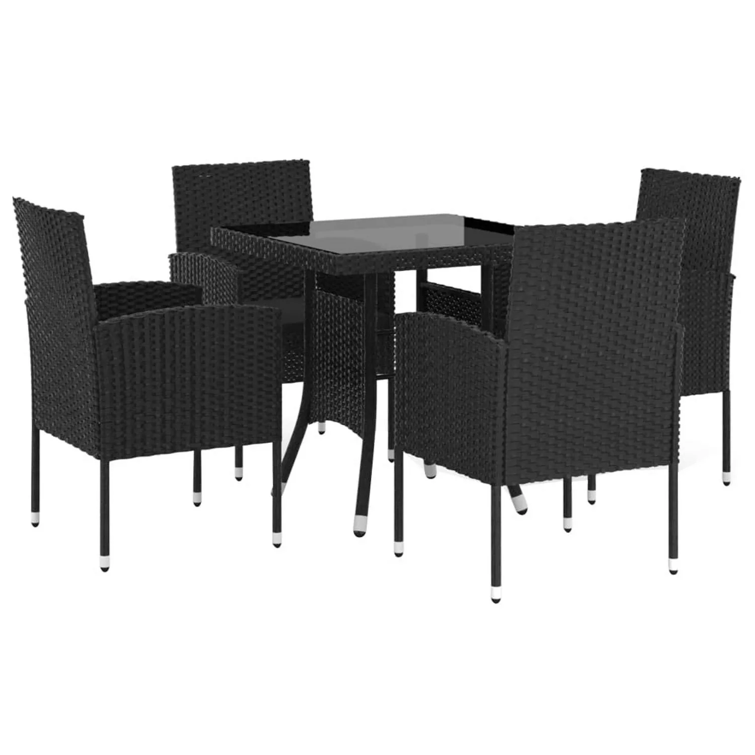 5-tlg. Garten-essgruppe Poly Rattan Schwarz günstig online kaufen