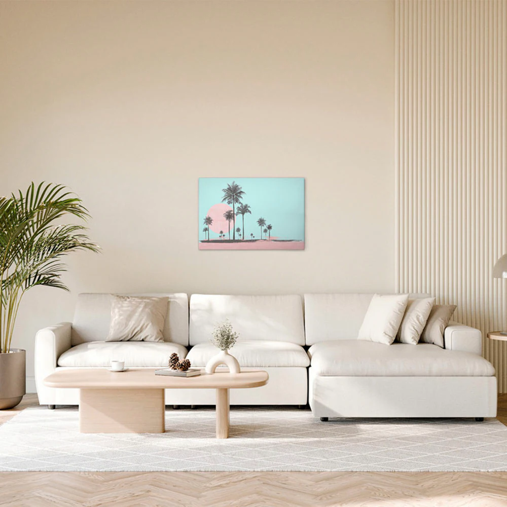 A.S. Création Leinwandbild "Miami Beach Sun 1 - Wandbild Blau Rosa Keilrahm günstig online kaufen