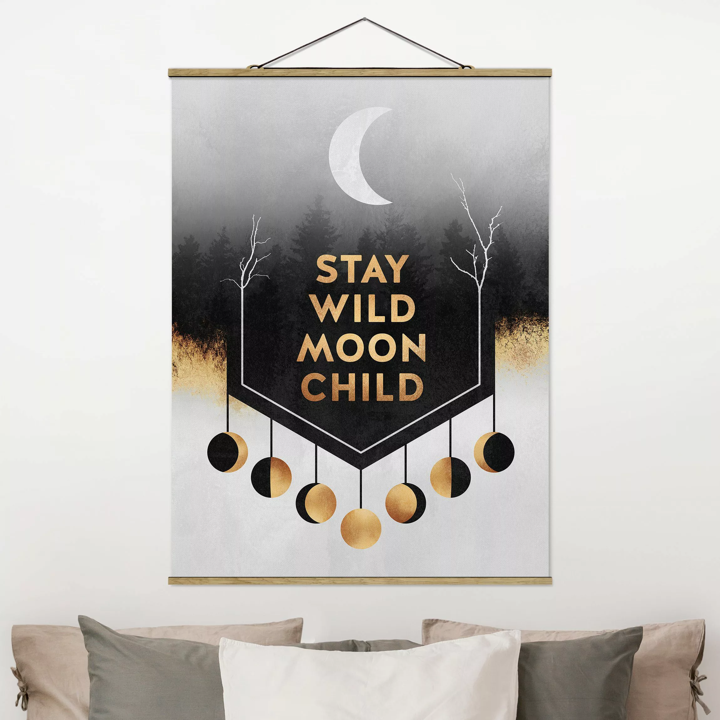 Stoffbild Spruch mit Posterleisten - Hochformat Stay Wild Moon Child günstig online kaufen