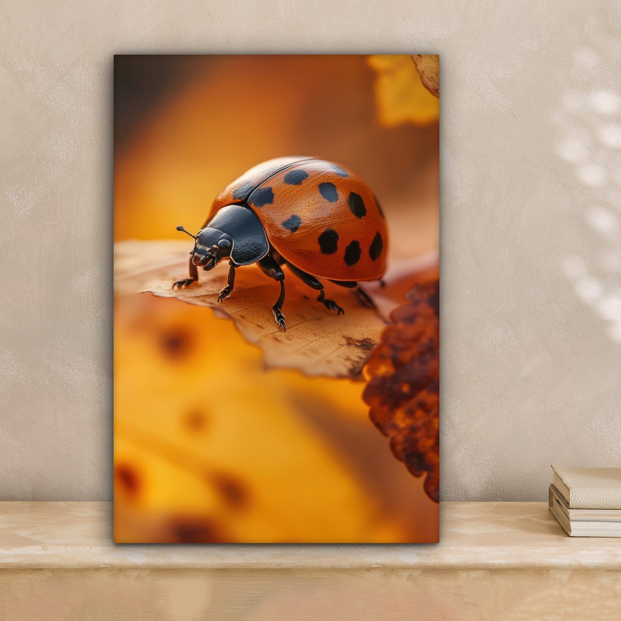 OneMillionCanvasses® Leinwandbild Marienkäfer - Herbst - günstig online kaufen