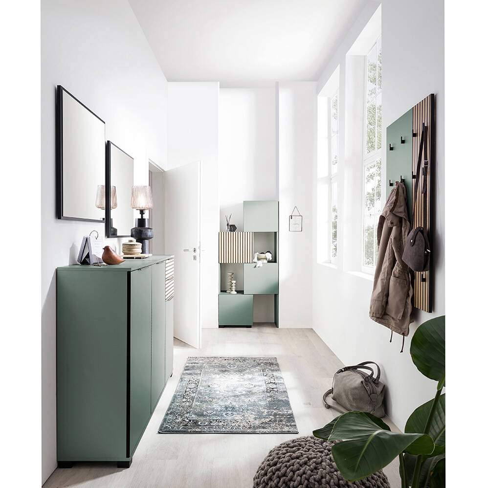 Garderoben Set 5-teilig modern in grün mit Eiche Natur ALTAMURA-80 günstig online kaufen