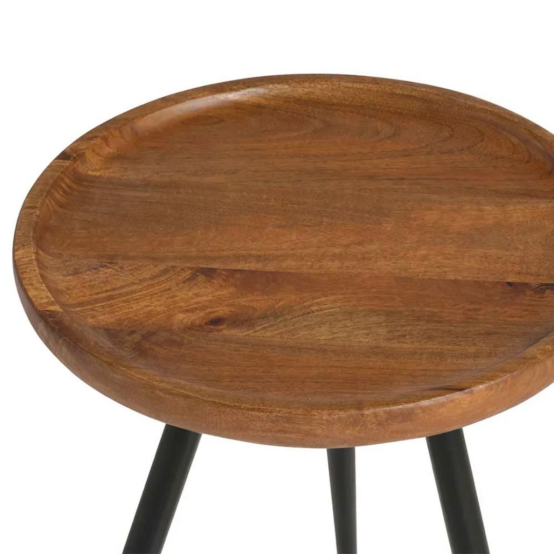Retrostil Beistelltisch Sofa aus Mangobaum Massivholz Metall günstig online kaufen
