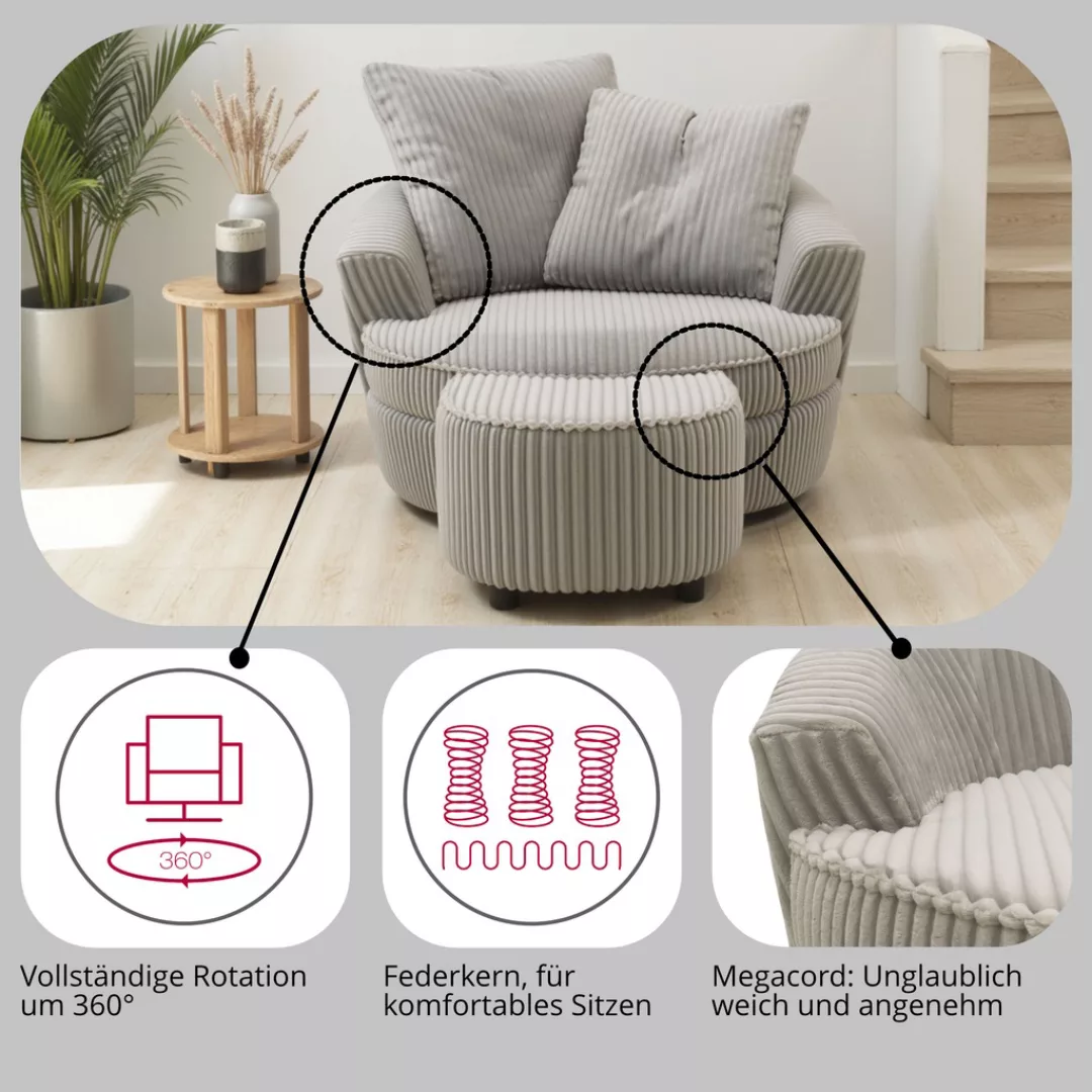 INOSIGN Drehsessel "AMECA, Love Seat XXL, Lese-Sessel, Big-Sessel 122 x 126 günstig online kaufen