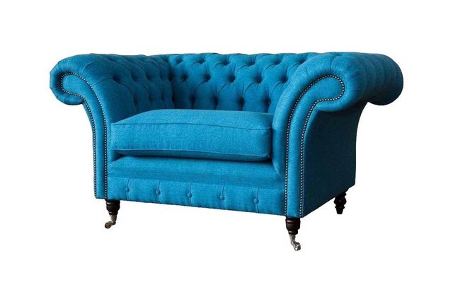 JVmoebel Sofa Blauer Chesterfield Sessel Polster Sofa Couchen 1,5 Sitzer Ei günstig online kaufen