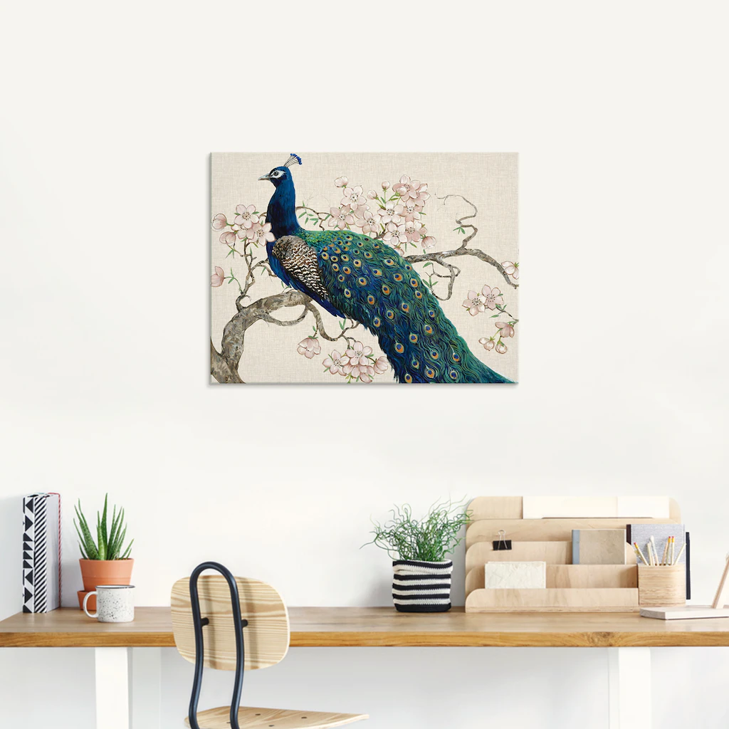 Artland Glasbild »Pfau & Blüten II«, Vögel, (1 St.), in verschiedenen Größe günstig online kaufen