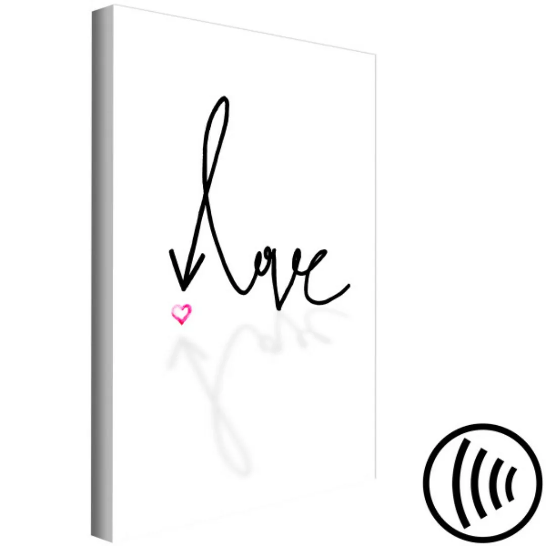 Leinwandbild Love mit einem roten Herzen - moderne Typo-Grafik in Schwarz X günstig online kaufen