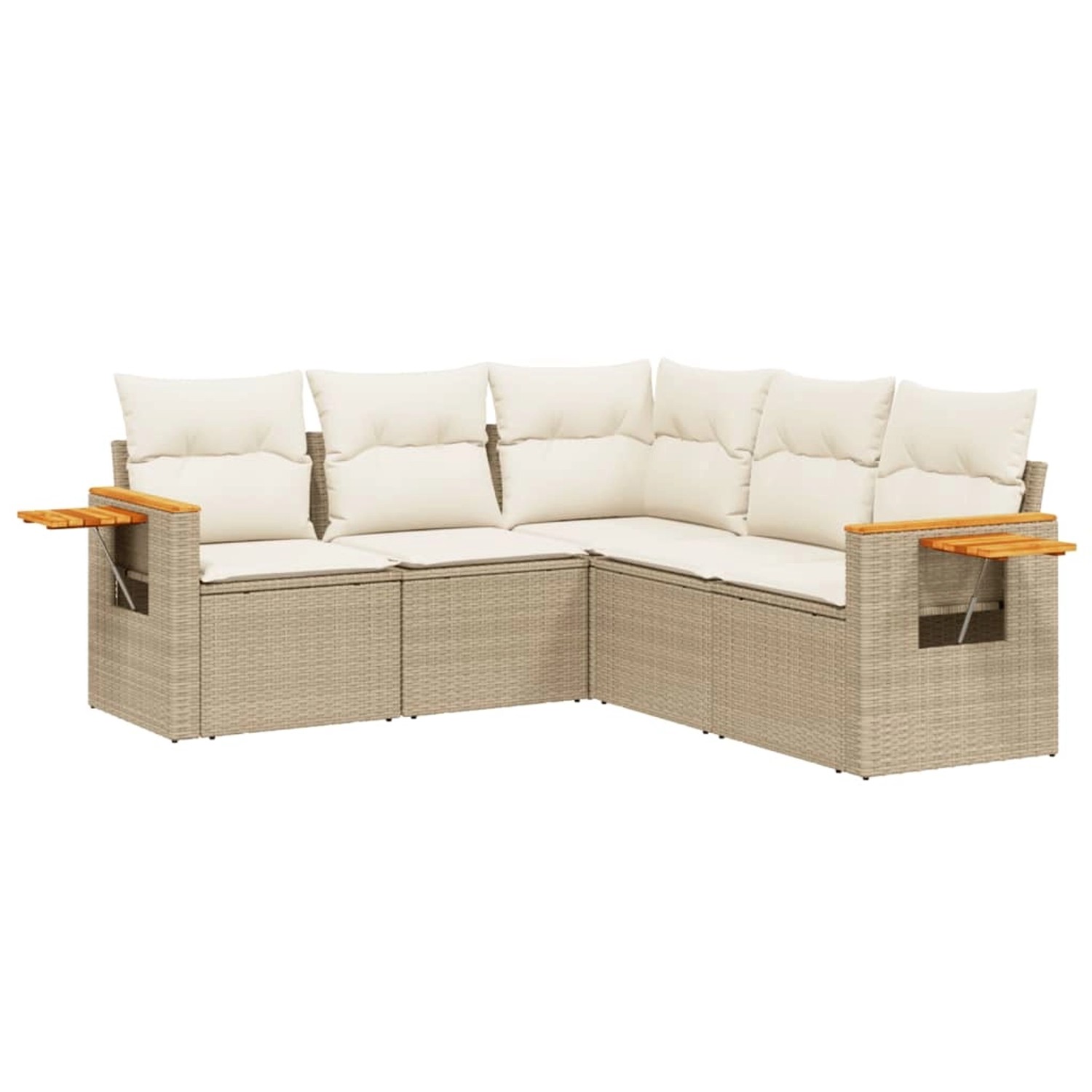 vidaXL 5-Tlg Garten-Sofagarnitur mit Kissen Beige Poly Rattan 3259202 günstig online kaufen