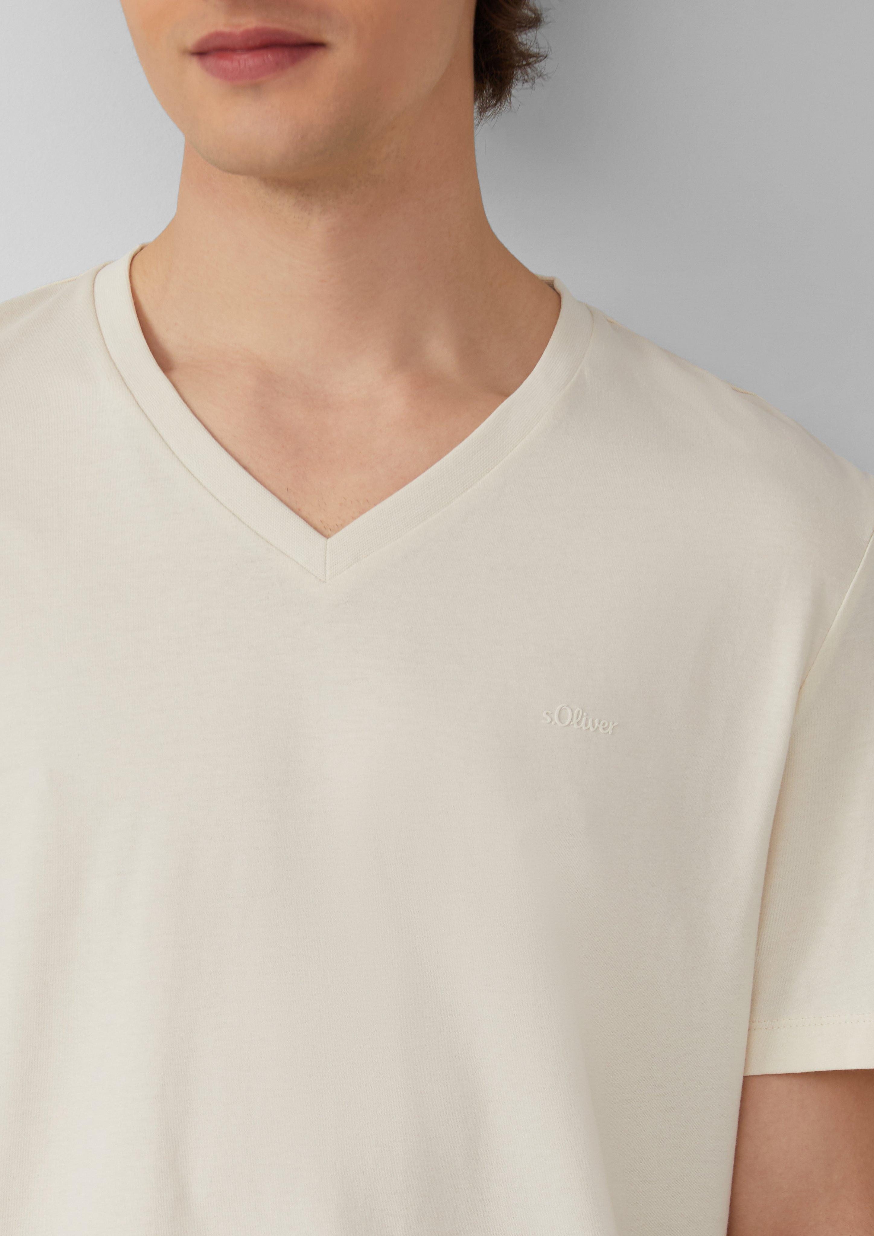 s.Oliver Kurzarmshirt Jersey-T-Shirt mit V-Ausschnitt und günstig online kaufen